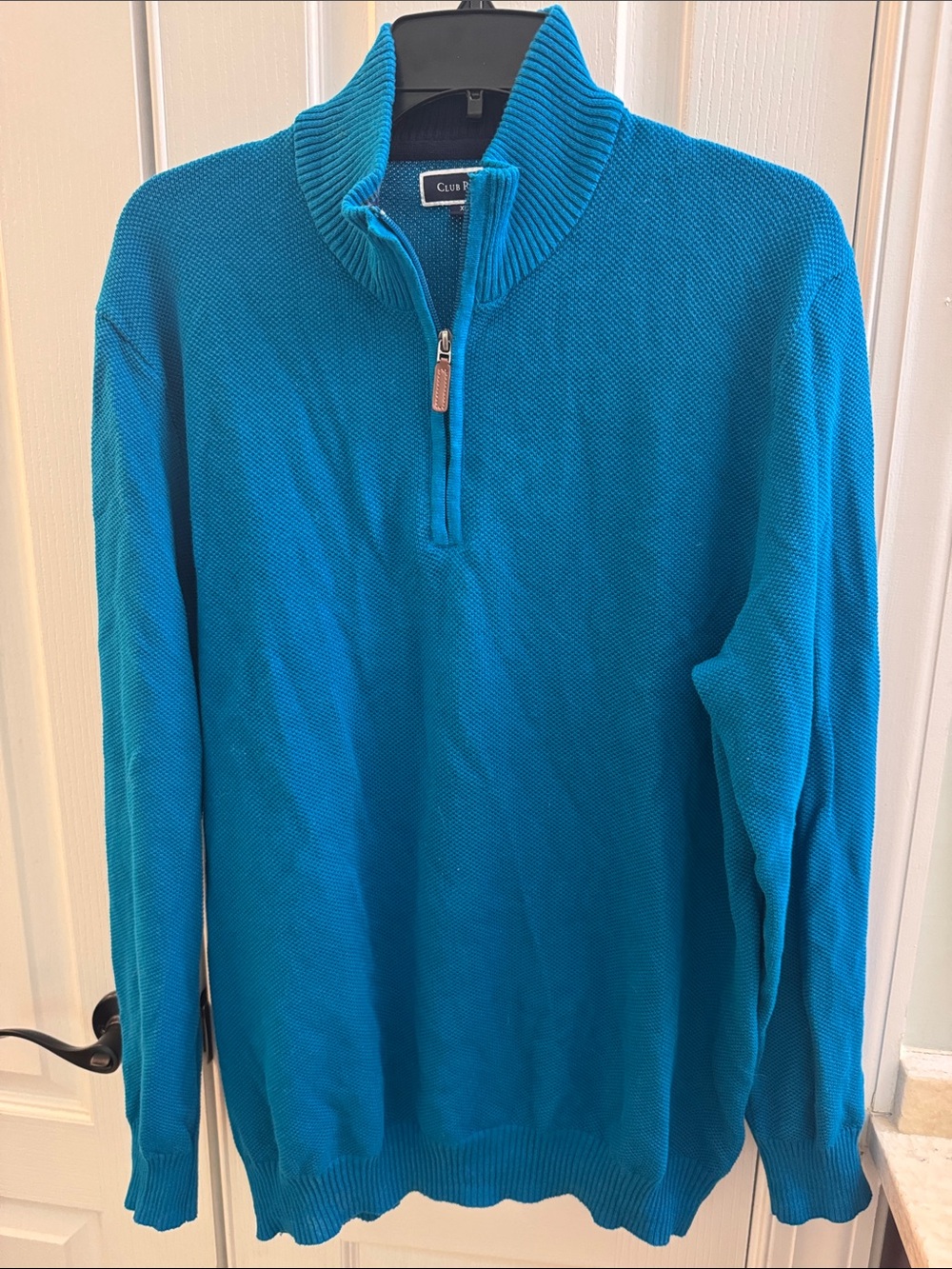 Club Room Teal Blue Quarter-Zip Men's Sweater